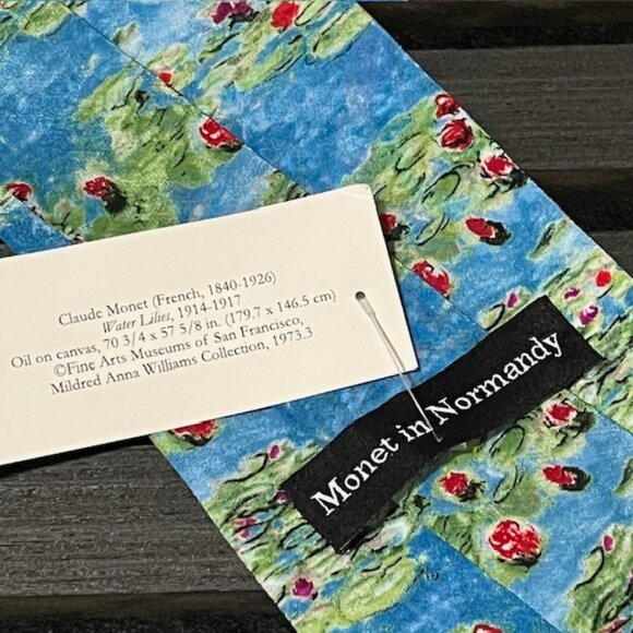Two Claude Monet in Normandy Silk Neckties Water Breaking Water Lilies Gift Idea - Picture 7 of 13